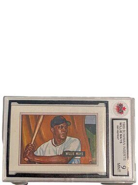 1989 Bowman Inserts Willie Mays 1951 Reprint Baseball Card Graded Mint 9 KSA
